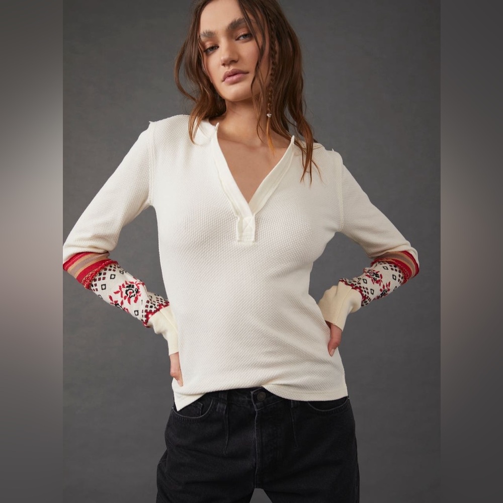 Free People Mikah Layering Cuff Top Cream Combo